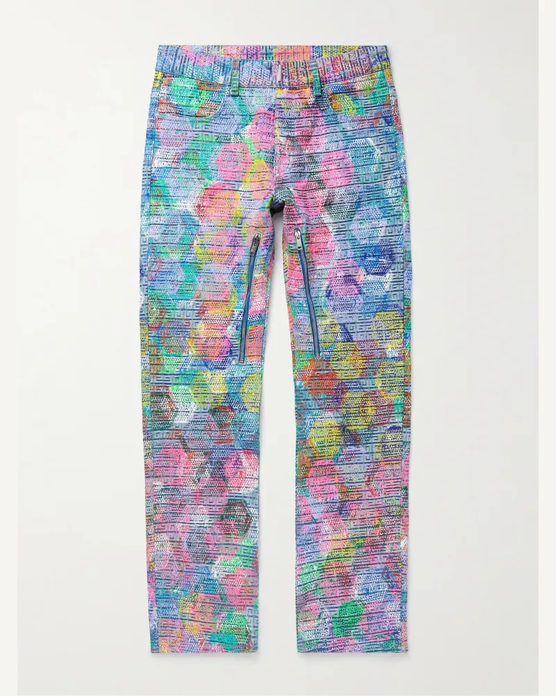 Givenchy b).STROY Jeans slim-fit stampati con logo jacquard Multicolore