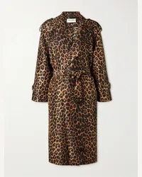 Saint Laurent Trench in voile di seta con stampa leopardata Stampa