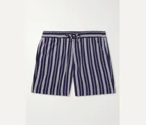 Shorts a gamba dritta in twill a righe con coulisse