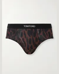 Tom Ford Slip in cotone stretch con stampa ghepardo Marrone