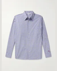 Acne Studios Camicia in popeline di cotone a quadri Sandrok Blu