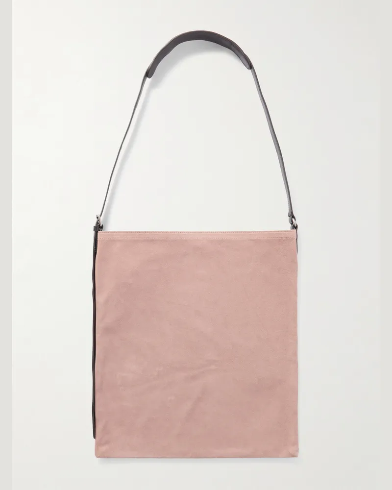 Dries van Noten Tote bag in camoscio con finiture in pelle Rosa