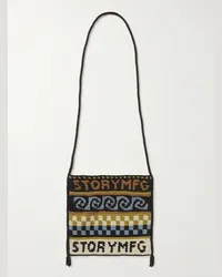 STORY mfg. Borsa a tracolla in cotone biologico crochet Giallo