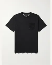 Simone Rocha T-shirt in jersey di cotone con inserti in pizzo Nero