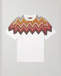 Missoni T-shirt oversize in jersey di cotone stampato con logo applicato Bianco