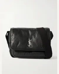 Saint Laurent Borsa a tracolla piccola in pelle testurizzata con logo applicato Niki Nero