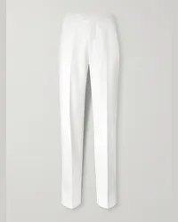 Alexander McQueen Pantaloni a gamba dritta in twill di lana Bianco