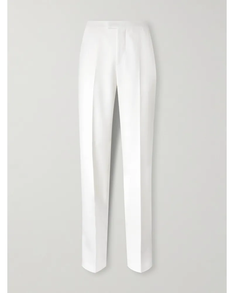 Alexander McQueen Pantaloni a gamba dritta in twill di lana Bianco