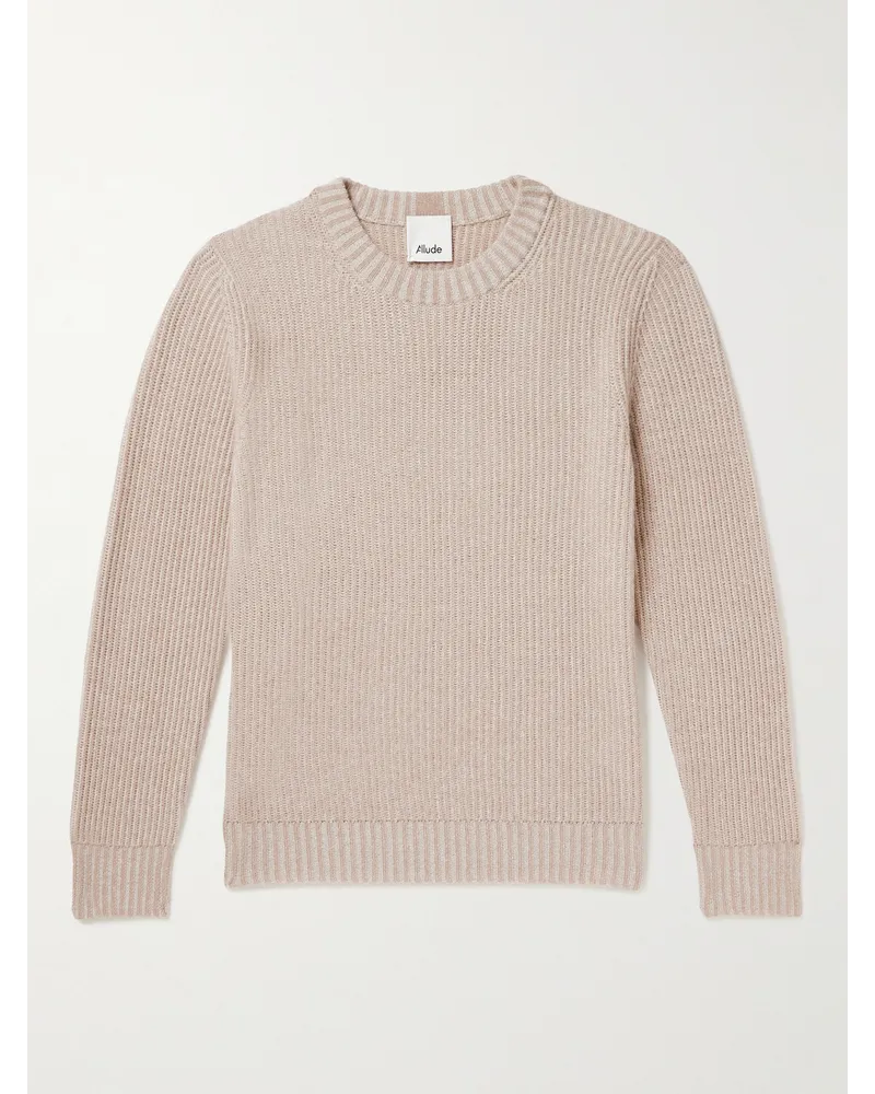 ALLUDE Pullover in cashmere stretch a coste Marrone