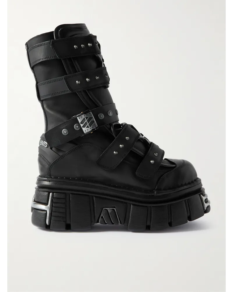 VETEMENTS New Rock Stivali platform in pelle con decorazioni Gamer Nero