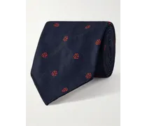 Cravatta in twill di seta con ricami, 7,5 cm