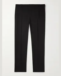 Saint Laurent Pantaloni a gamba dritta in gabardine di lana con pinces Nero