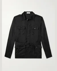 Saint Laurent Camicia in raso con cintura Nero