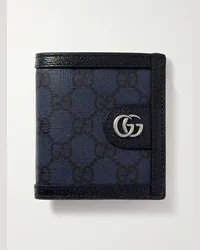 Gucci Portafoglio in pelle e tela spalmata con monogramma Ophidia Blu