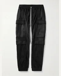 Rick Owens Pantaloni a gamba affusolata in pelle testurizzata con coulisse Mastodon Megacargo Nero