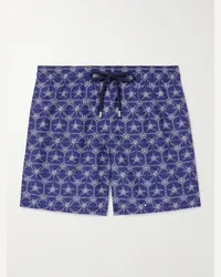 Vilebrequin Shorts da mare medi a gamba dritta in ECONYL® stampato Moorea Blu