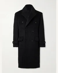 Brioni Cappotto doppiopetto in misto alpaca e lana Nero