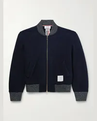 Thom Browne Bomber in pile di lana con righe Blu