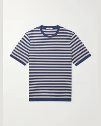 MR P. T-shirt in cotone piqué a righe Blu