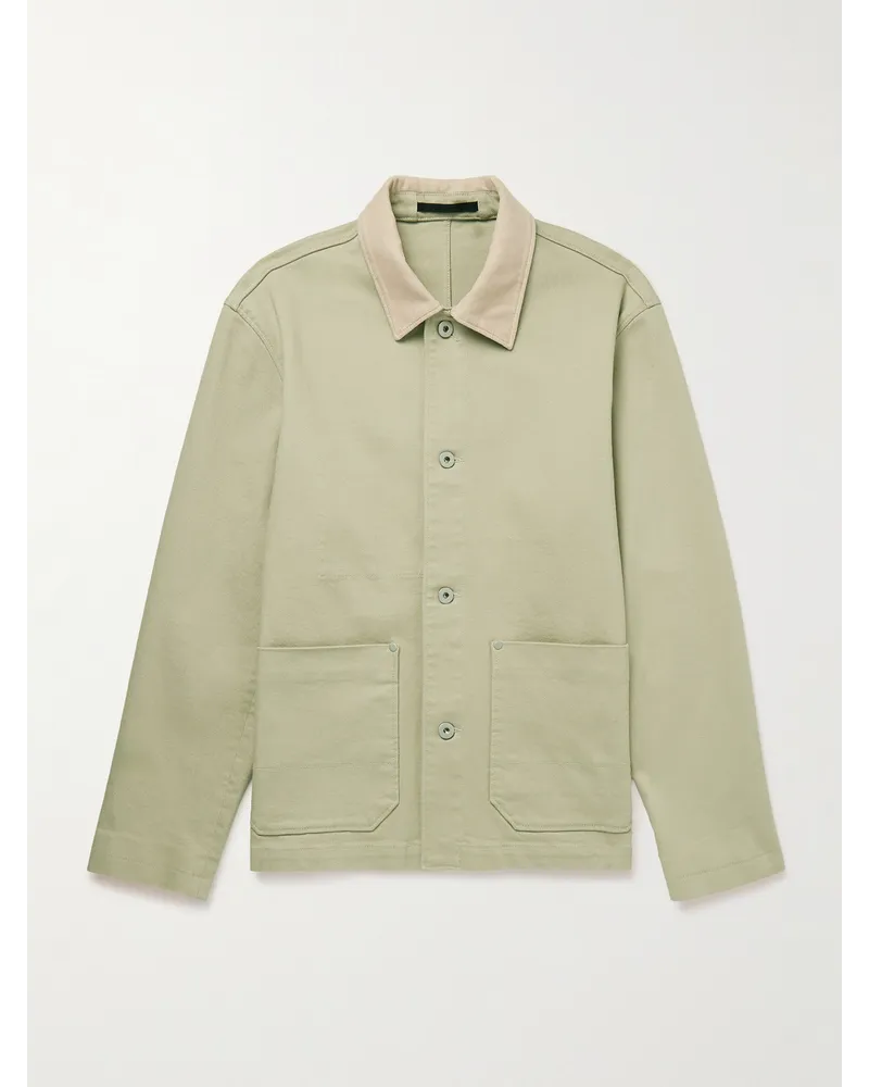 Club Monaco Giacca in twill di misto cotone con finiture in velluto a coste Verde