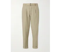 Pantaloni a gamba affusolata in misto lyocell, lino e cotone con cintura Hugo