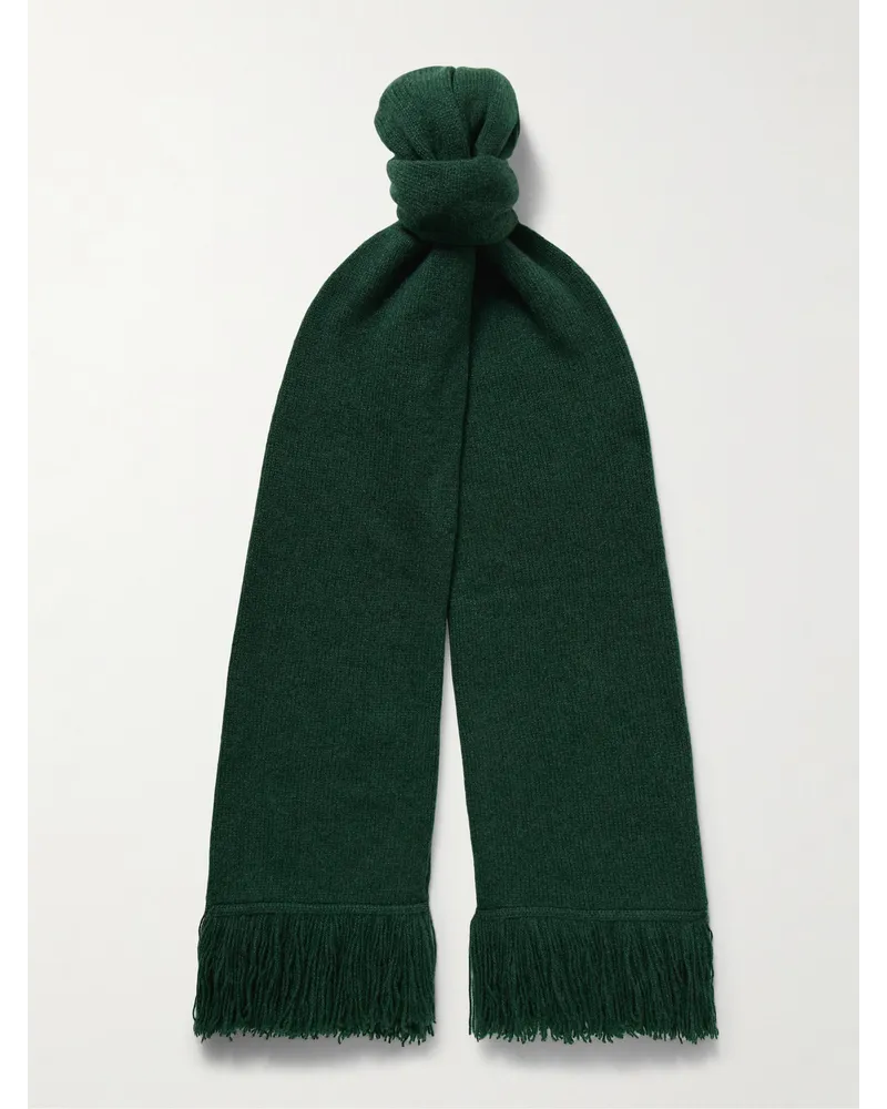 The Elder Statesman Sciarpa in cashmere con frange Verde