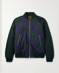 Burberry Bomber in twill di cotone a quadri Verde