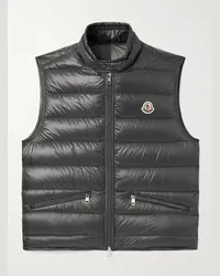 Moncler Piumino smanicato slim-fit in shell trapuntato con logo applicato Gui Grigio