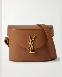 Saint Laurent Borsa a tracolla in pelle con logo June Marrone