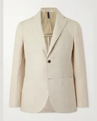 Incotex Blazer destrutturato slim-fit in tela di lino Montedoro Neutri