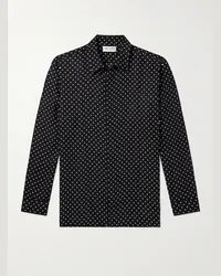 Saint Laurent Camicia in seta jacquard a pois Nero