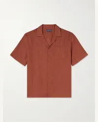 Frescobol Carioca Camicia in lino con colletto aperto Angelo Rosso