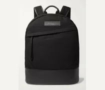 Kastrup Leather-Trimmed Organic Cotton-Canvas Backpack