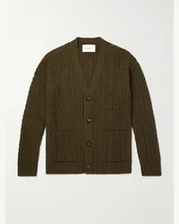 PURDEY Cardigan in cashmere a trecce Verde