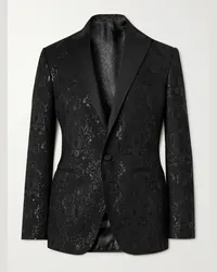 Etro Giacca da smoking in misto lana con motivo paisley jacquard e finiture in seta Nero