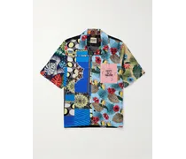 Camicia floreale patchwork con logo ricamato e colletto aperto Parker