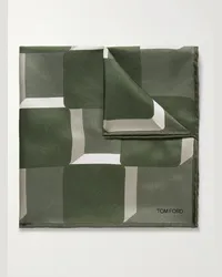 Tom Ford Fazzoletto da taschino in twill di seta stampato Verde