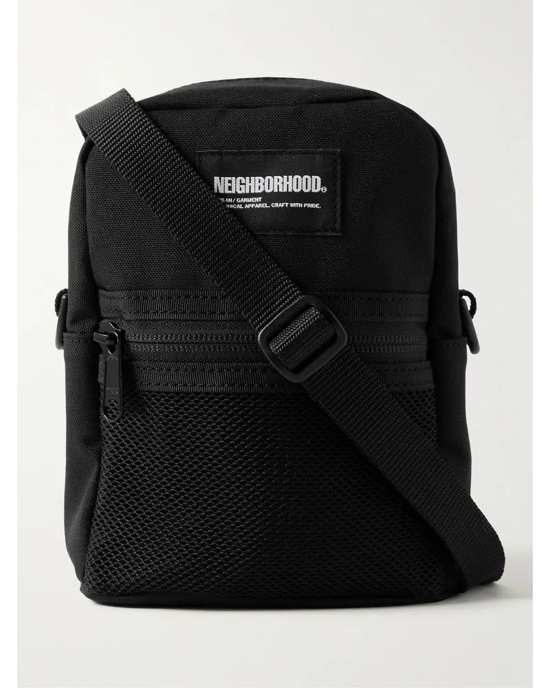 Neighborhood Borsa a tracolla mini in CORDURA® con finiture in mesh e logo applicato Vertical Nero