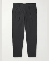 Folk Pantaloni a gamba affusolata in cotone increspato Assembly Nero