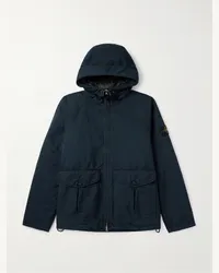 Stone Island Piumino in David-TC con logo applicato e cappuccio Blu