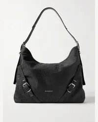 Givenchy Borsa a tracolla XL in nubuck effetto coccodrillo Voyou Nero