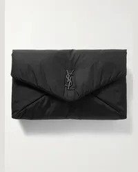 Saint Laurent Pochette in shell imbottito con logo applicato Cassandre Nero