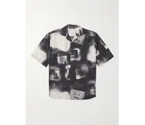Camicia in popeline di cotone con logo, applicazione e colletto aperto Sarlino Spray
