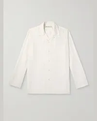 Umit Benan Camicia in seta con colletto aperto Bianco