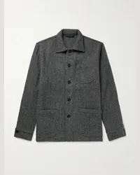 Sid Mashburn Overshirt in Harris Tweed a spina di pesce Grigio