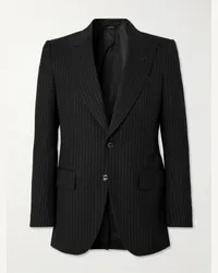 Tom Ford Giacca gessata slim-fit in twill di misto lana metallizzato Dyylan Nero