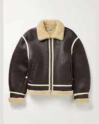 BODE Giacca in shearling con finiture in pelle Marrone