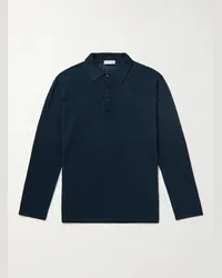 Richard James Polo slim-fit in lino Blu