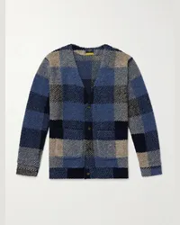 Portuguese Flannel Cardigan in maglia a quadri Quintal Blu