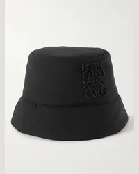 Loewe Cappello da pescatore in nylon imbottito con logo applicato Nero